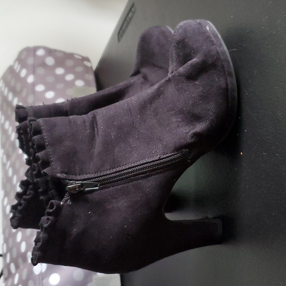 Black Suedelike Heeled Booties